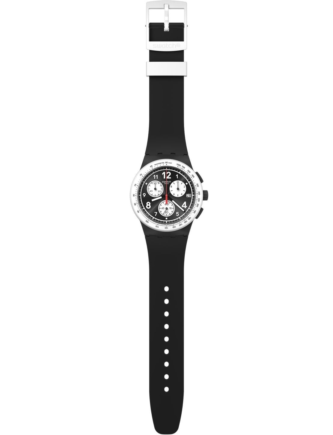 SWATCH Nothing Basic About Black Chronograph 42mm Black Silicone Strap SUSB420 - 3