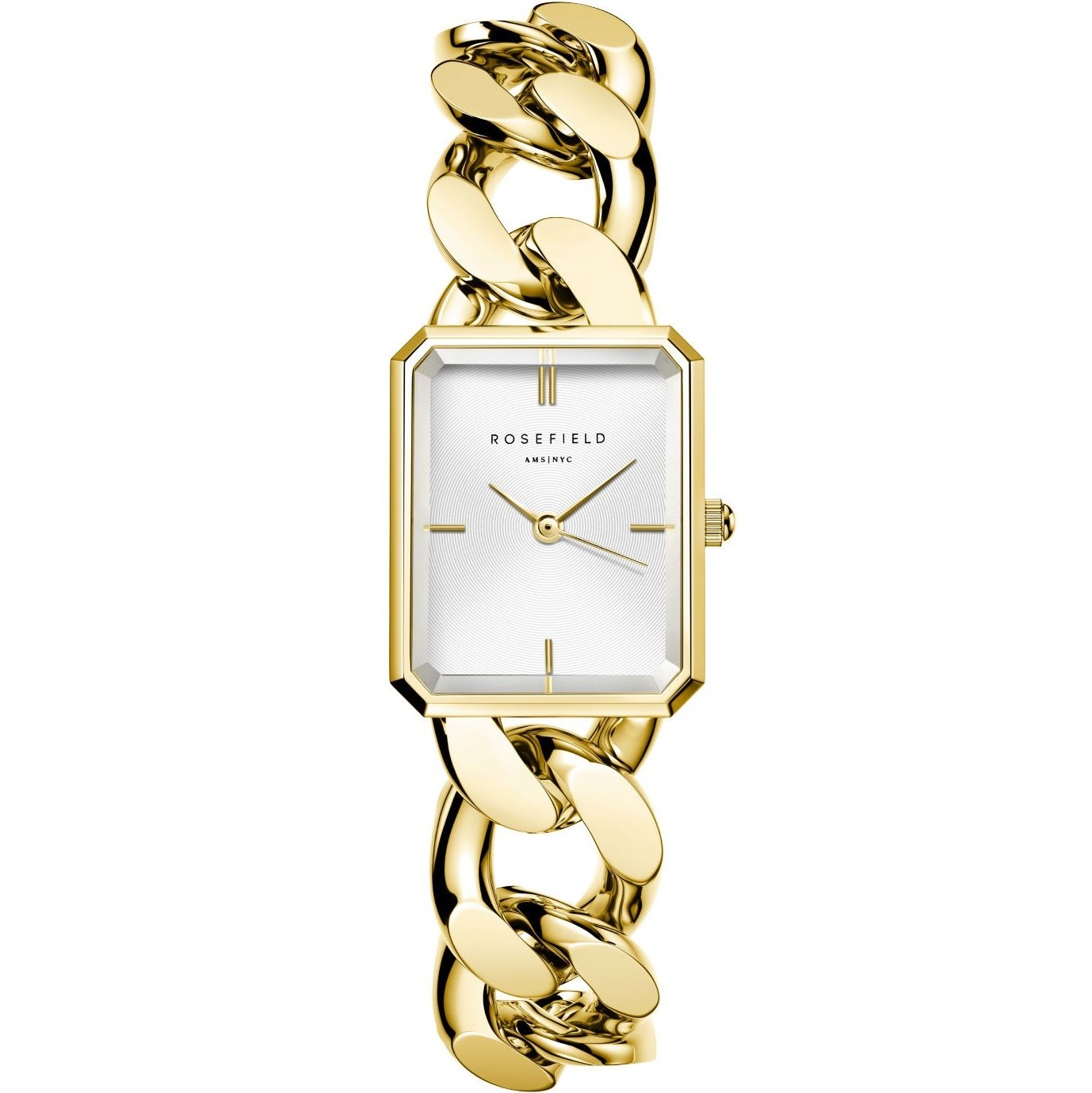 ROSEFIELD The Octagon XS White Sunray 19.5x24mm Gold Stainless Steel Bracelet SWGSG-O55 - 