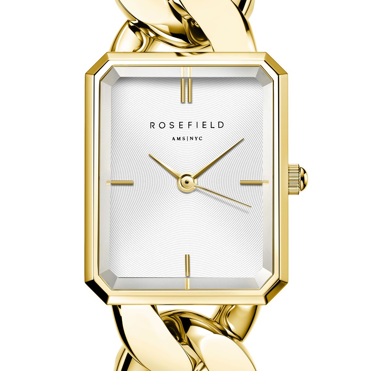 ROSEFIELD The Octagon XS White Sunray 19.5x24mm Gold Stainless Steel Bracelet SWGSG-O55 - 3