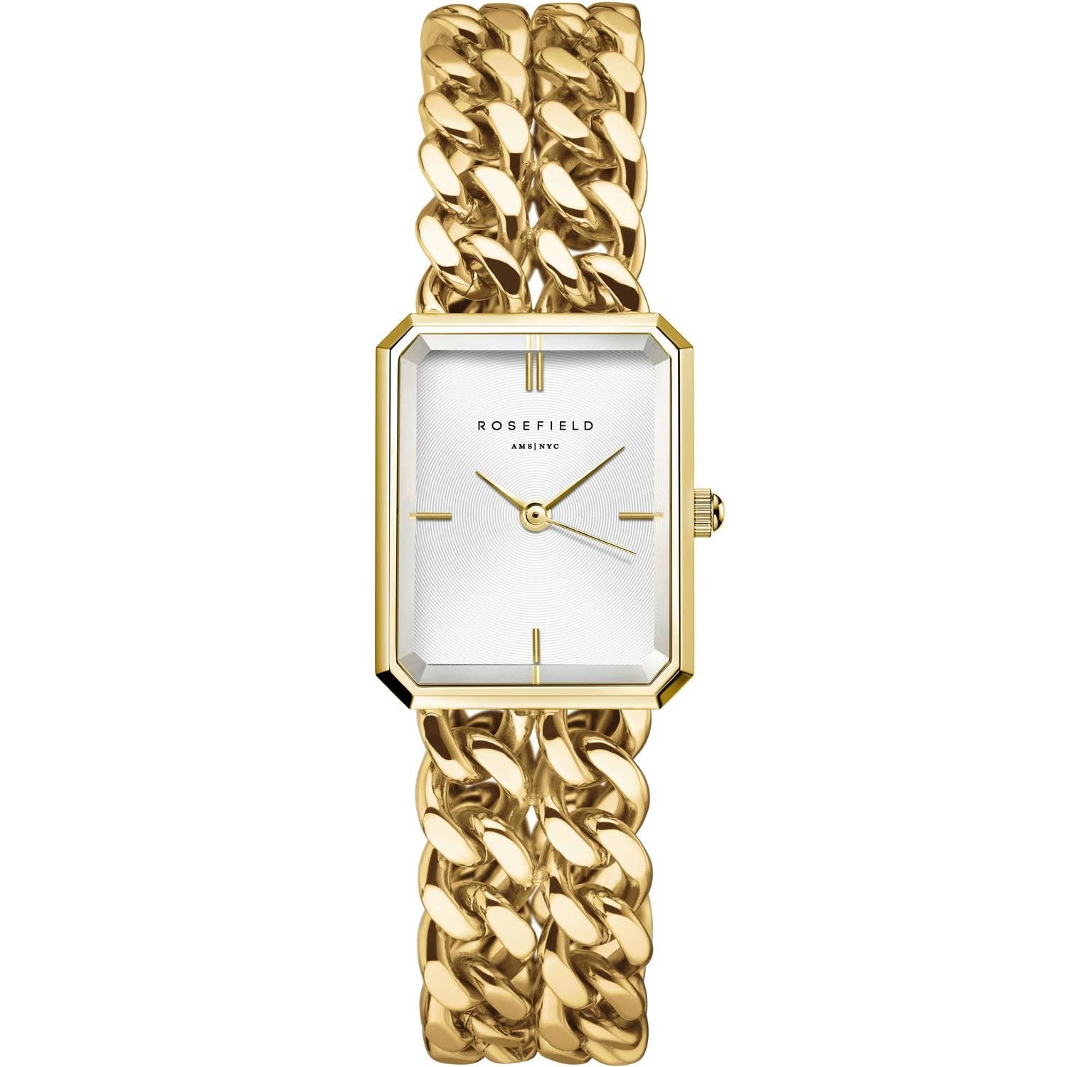 ROSEFIELD Studio Double Chain White Dial 19.5x24mm Gold Stainless Steel Bracelet SWGSG-O76 - 
