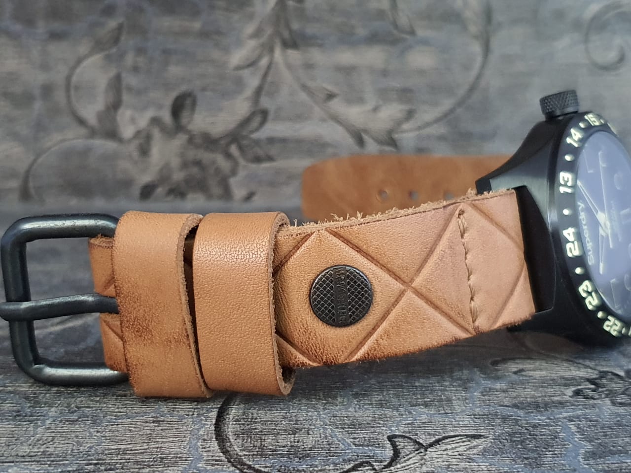 SUPERDRY Match Three Hands 44mm Black Stainless Steel Brown Leather Strap SYG127T - 3
