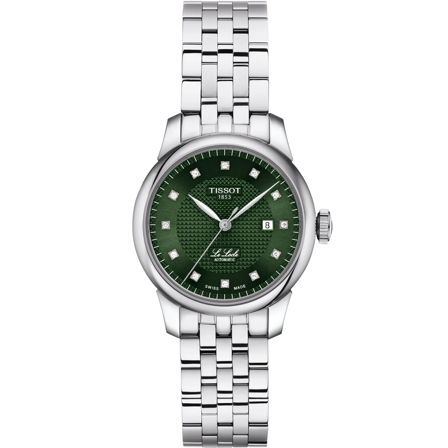 TISSOT Le Locle Automatic Lady's Diamonds Green Dial 29mm Silver Stainless Steel Bracelet T006.207.11.096.00 - 