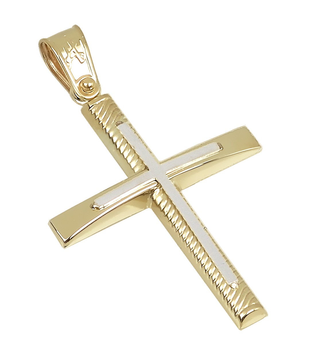ΣΤΑΥΡΟΣ Ανδρικός SENZIO Collection K14 από Κίτρινο & Λευκό Χρυσό T025Y.K14
