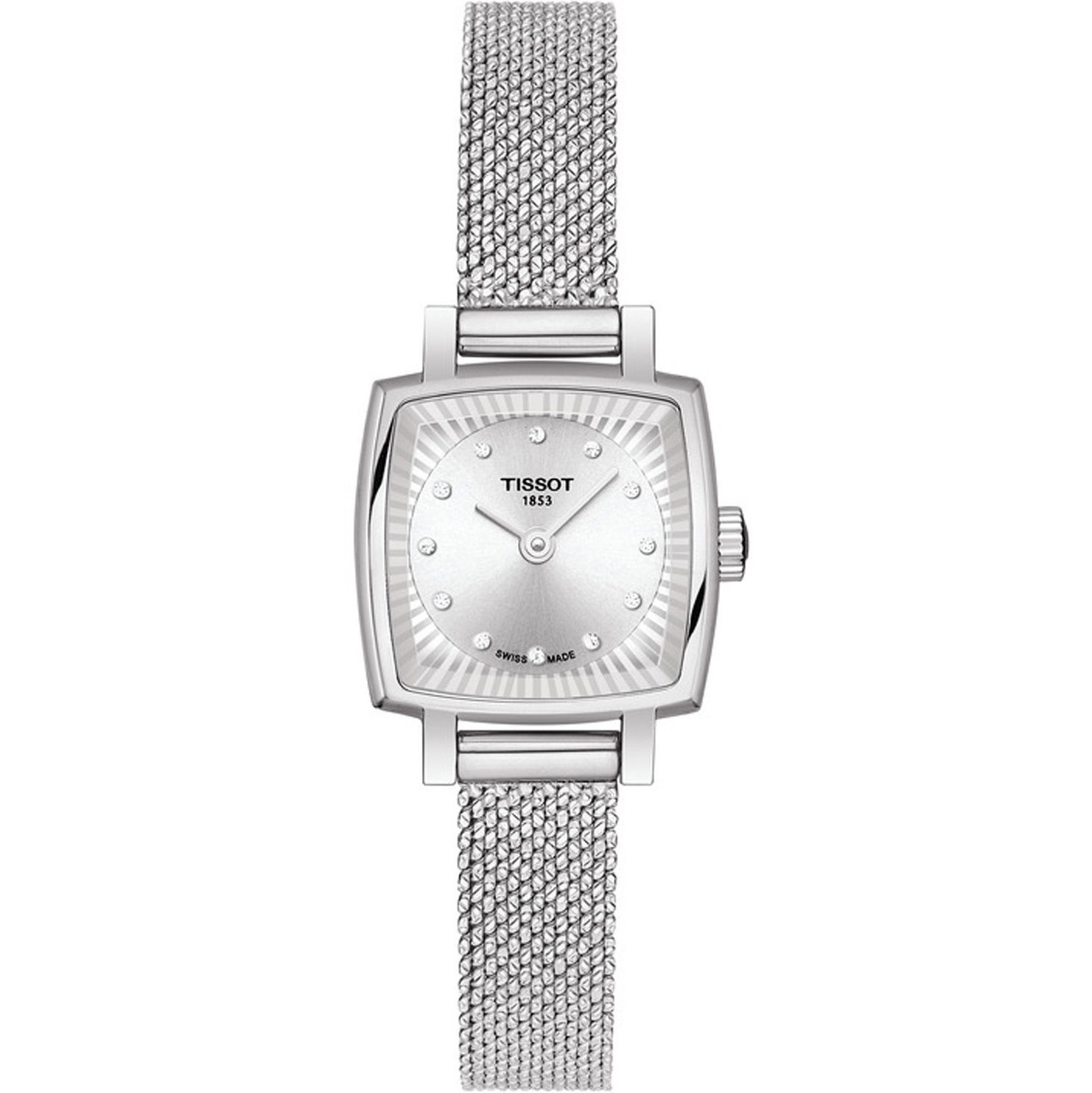 TISSOT Lovely Square Brilliants Two Hands 20mm Silver Stainless Steel Mesh Bracelet T058.109.11.036.00 - 