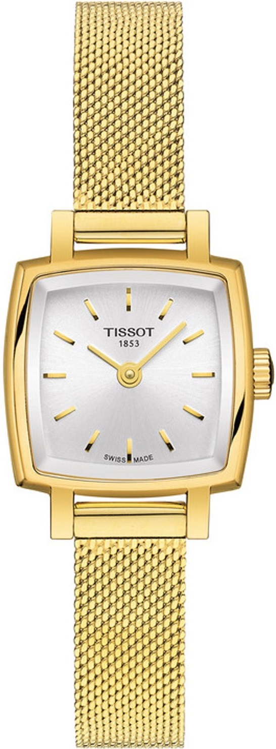 TISSOT Lovely Square Silver Dial 20mm Gold Stainless Steel Mesh Bracelet T058.109.33.031.00 - 
