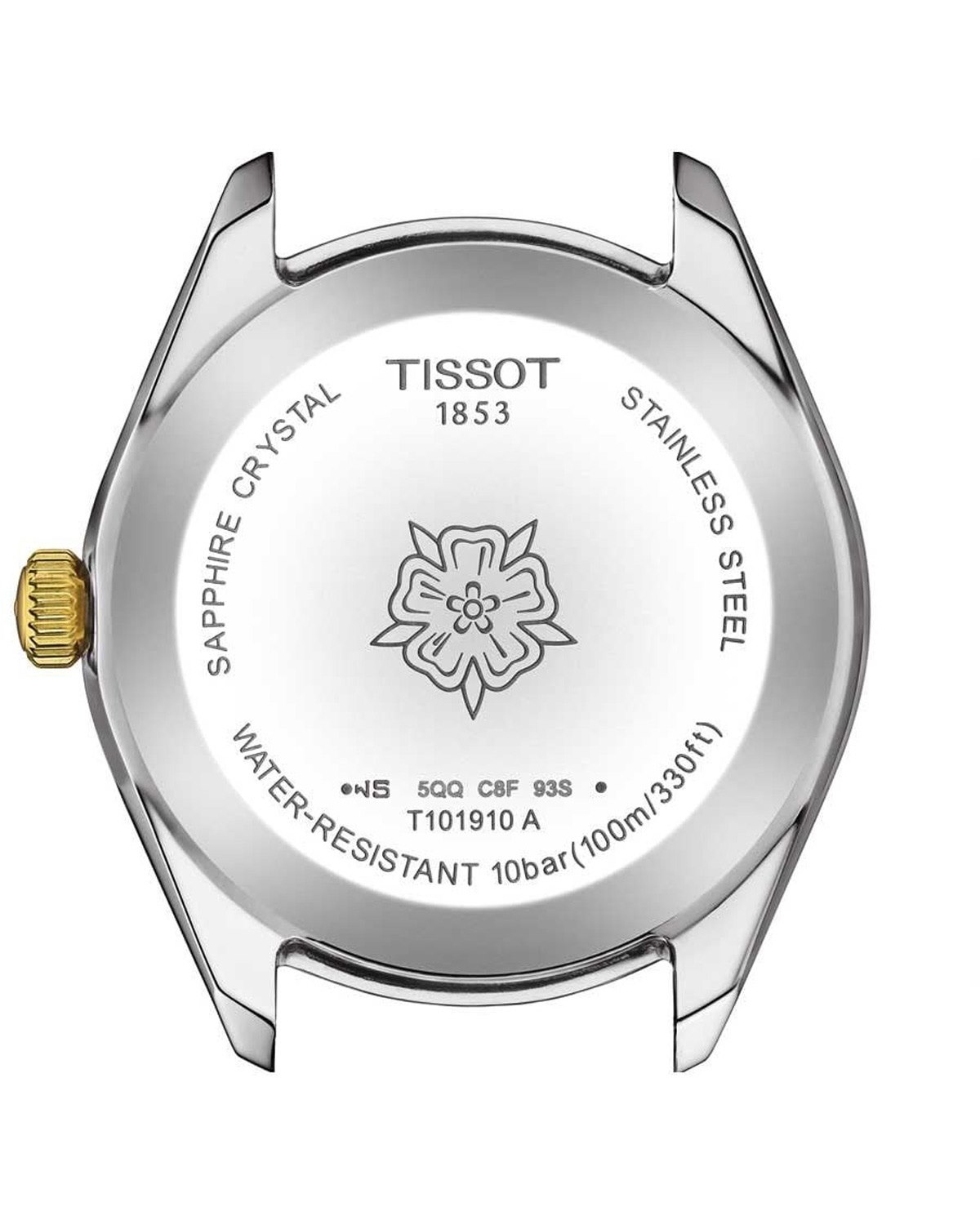 TISSOT PR 100 Sport Chic Mother of Pearl Dial 36mm Two Tone Gold Stainless Steel Bracelet T101.910.22.111.00 - 3