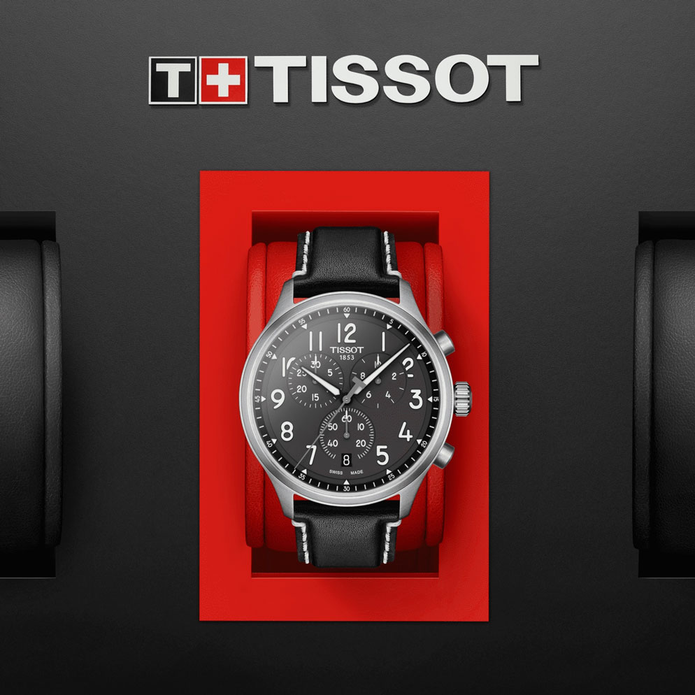 TISSOT XL Vintage Chronograph Anthracite Dial 45mm Silver Stainless Steel Black Leather Strap T116.617.16.062.00 - 4