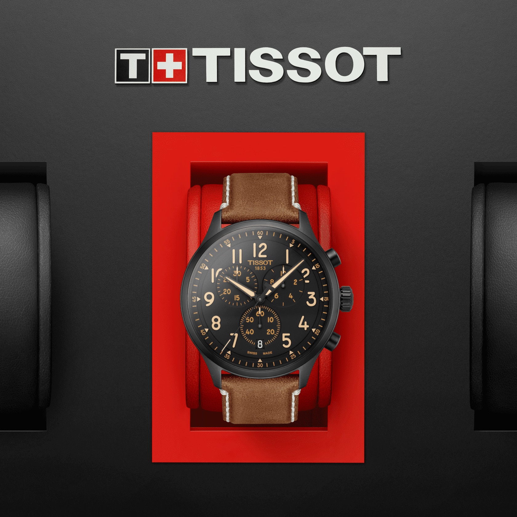 TISSOT XL Vintage Chronograph Black Dial 45mm Black Stainless Steel Brown Leather Strap T116.617.36.052.03 - 6