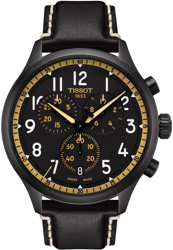 TISSOT XL Vintage Chronograph 45mm Black Stainless Steel Black Leather Strap T116.617.36.052.02 - 