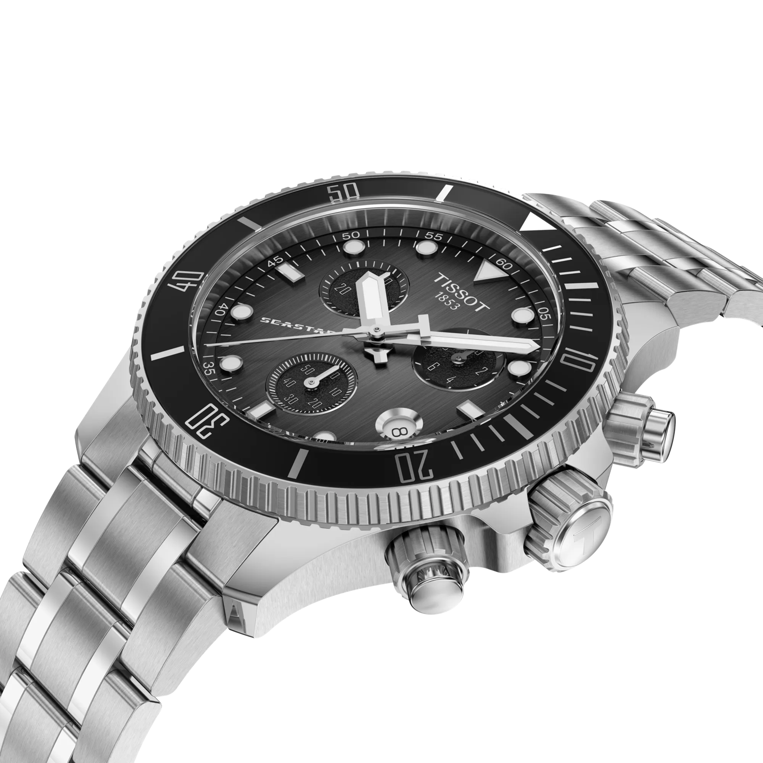 TISSOT Seastar 1000 Quartz Chronograph Gray Gradient Dial 38mm Silver Stainless Steel Bracelet T120.217.11.061.00 - 