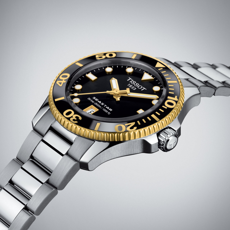 TISSOT Seastar 1000 Quartz Black Dial 36mm Silver Stainless Steel Bracelet T120.210.21.051.00 - 4