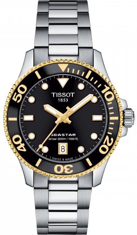 TISSOT Seastar 1000 Quartz Black Dial 36mm Silver Stainless Steel Bracelet T120.210.21.051.00 - 