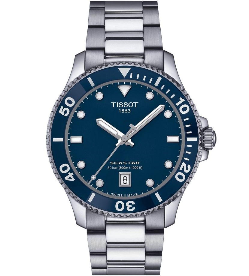TISSOT Seastar 1000 Quartz Blue Dial 40mm Silver Stainless Steel Bracelet T120.410.11.041.00 - 