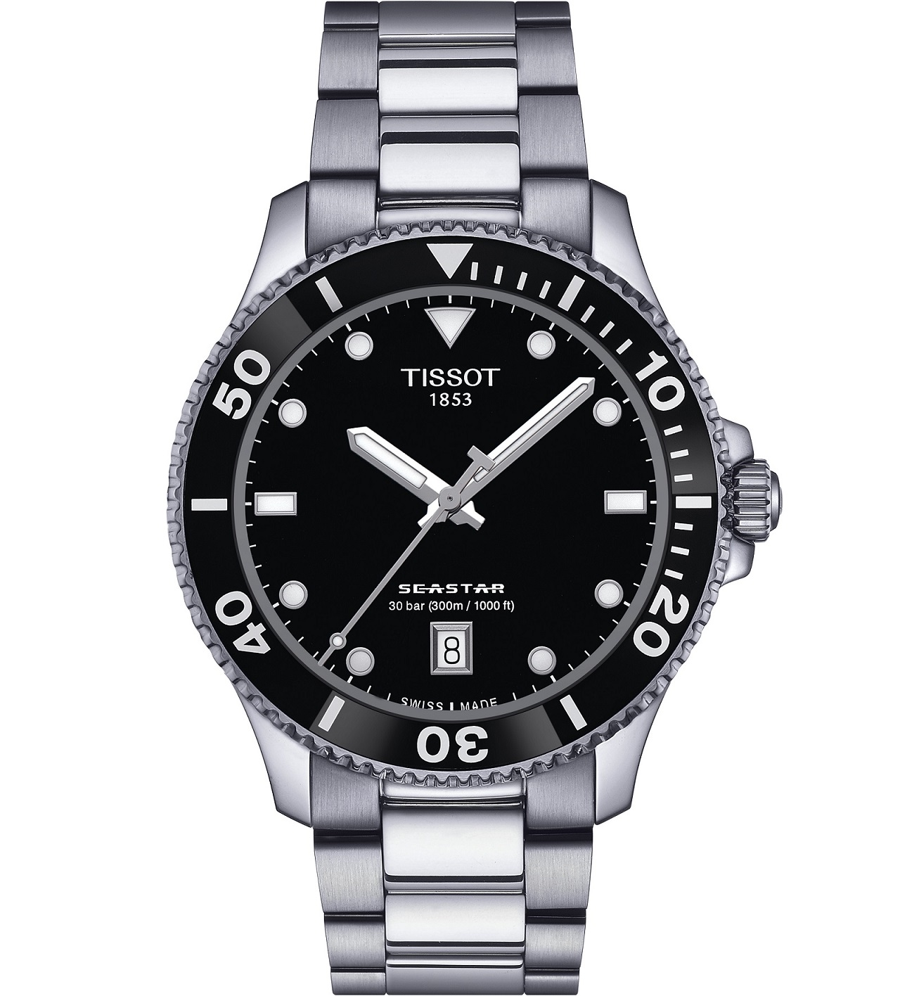 TISSOT Seastar 1000 Quartz Black Dial 40mm Silver Stainless Steel Bracelet T120.410.11.051.00 - 