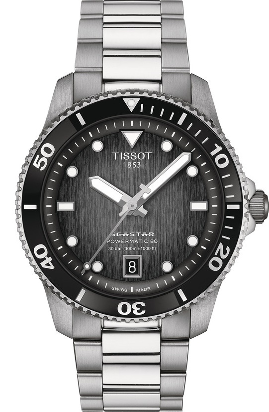 TISSOT Seastar 1000 Powermatic 80 Graded Grey-Black Dial 40mm Silver Stainless Steel Bracelet T120.807.11.051.00 - 