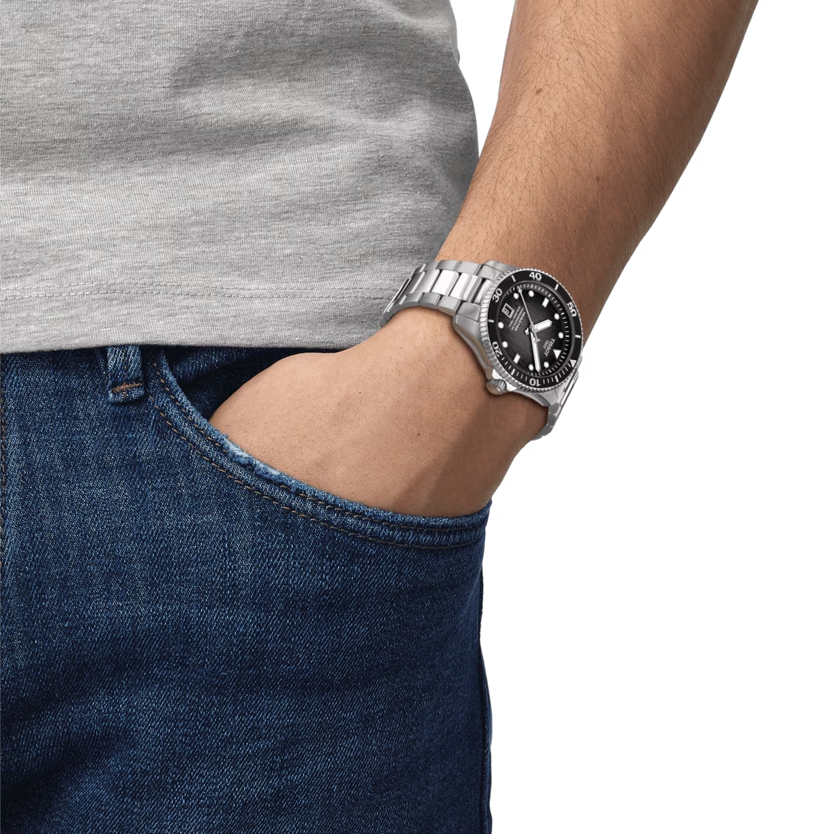 TISSOT Seastar 1000 Powermatic 80 Graded Grey-Black Dial 40mm Silver Stainless Steel Bracelet T120.807.11.051.00 - 