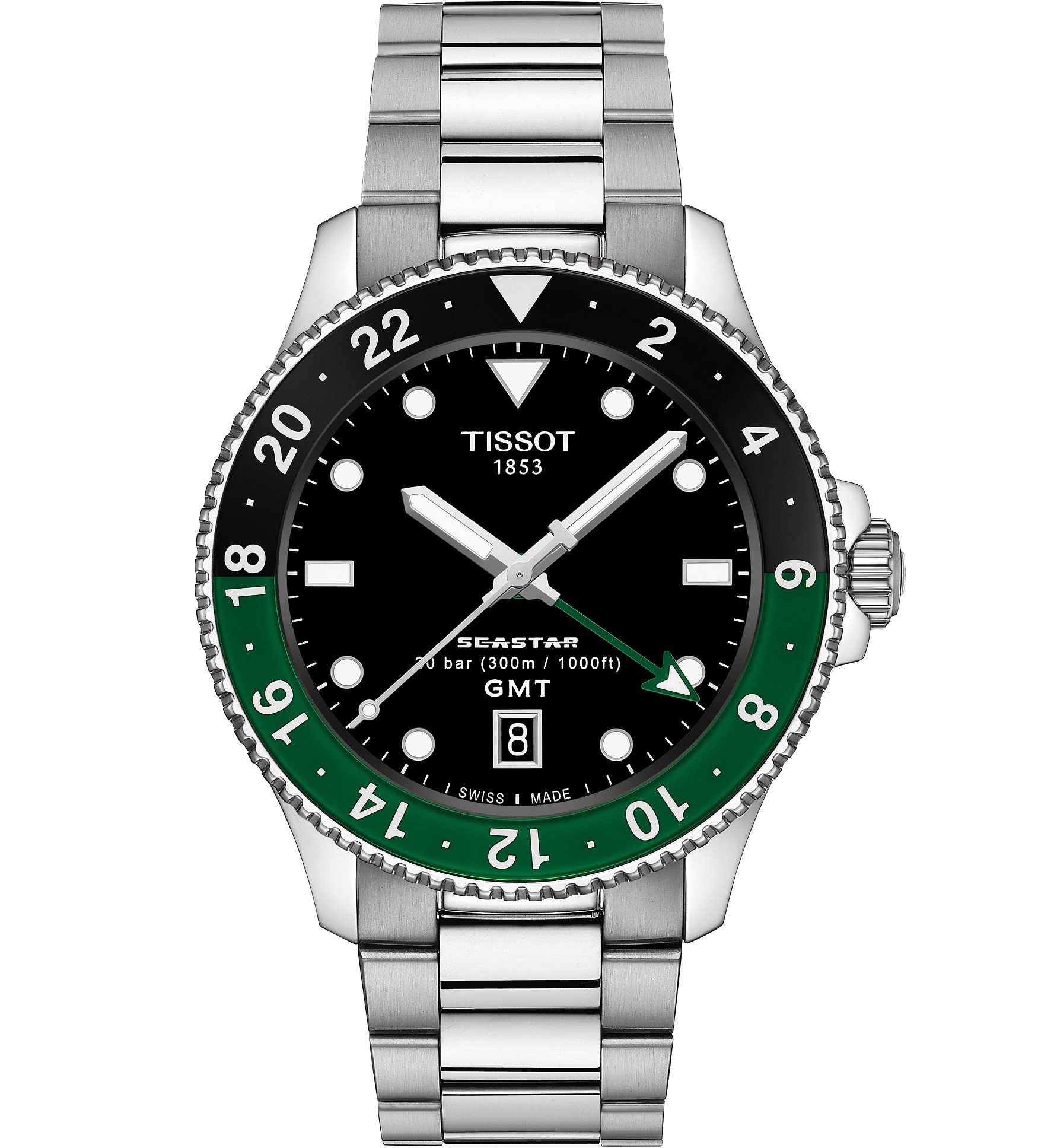 TISSOT Seastar 1000 Quartz GMT Black Dial 40mm Silver Stainless Steel Bracelet T120.852.11.051.00 - 1