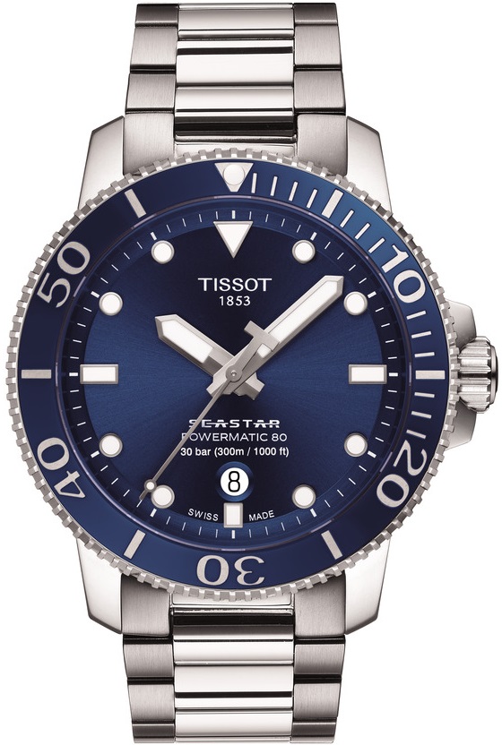 TISSOT Seastar 1000 Powermatic 80 Blue Dial 43mm Silver Stainless Steel Bracelet T120.407.11.041.03 - 