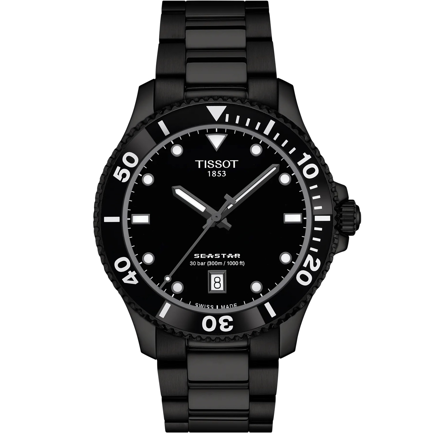 TISSOT Seastar 1000 Quartz Black Dial 40mm Black Stainless Steel Bracelet T120.410.33.051.00 - 