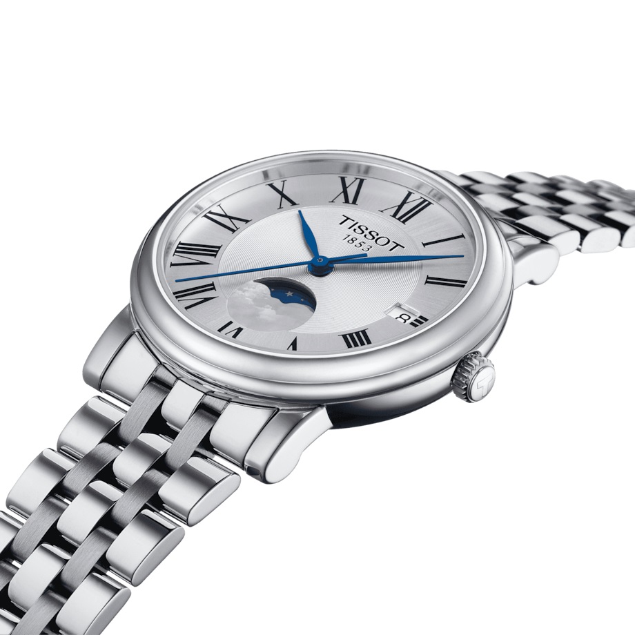TISSOT Carson White Pearl Dial Moonface 32mm Silver Stainless Steel Bracelet T122.223.11.033.00 - 2