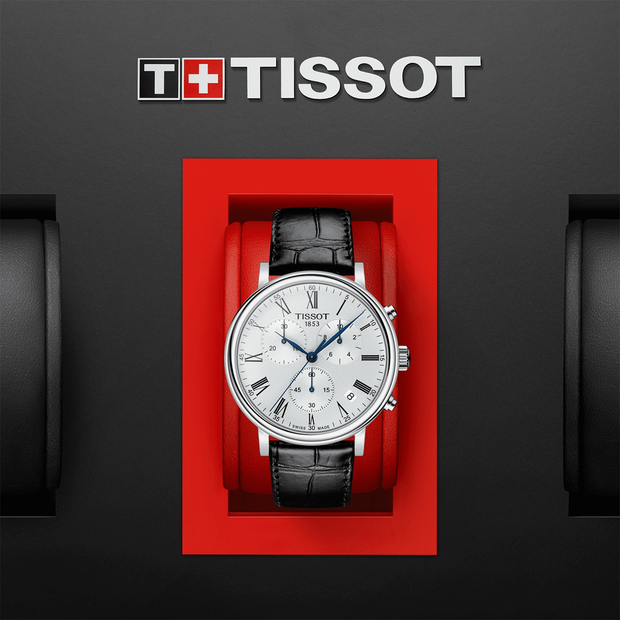 TISSOT Carson Premium Chronograph 41mm Silver Stainless Steel Black Leather Strap T122.417.16.033.00 - 5