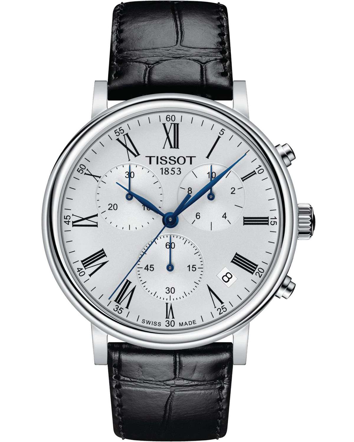 TISSOT Carson Premium Chronograph 41mm Silver Stainless Steel Black Leather Strap T122.417.16.033.00 - 1