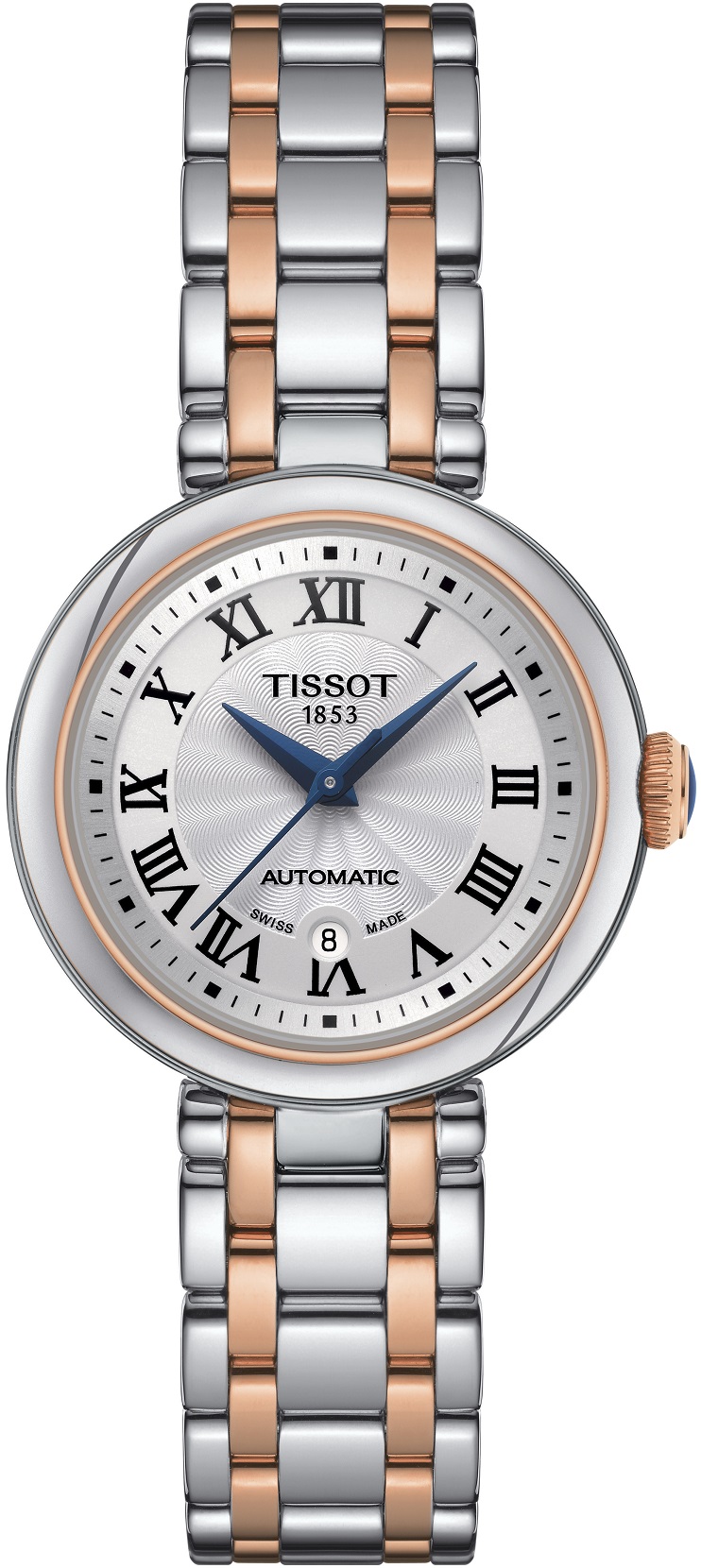 TISSOT Bellissima Automatic Silver Dial 29mm Two Tone Rose Gold Stainless Steel Bracelet T126.207.22.013.00 - 