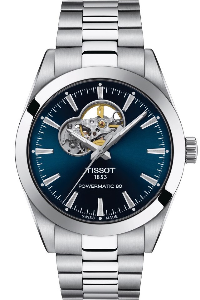 TISSOT Gentleman Powermatic 80 Open Heart Blue Dial 40mm Silver Stainless Steel Bracelet T127.407.11.041.01 - 