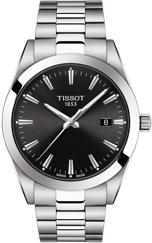 TISSOT Gentleman Black Dial 40mm Silver Stainless Steel Bracelet T127.410.11.051.00 - 