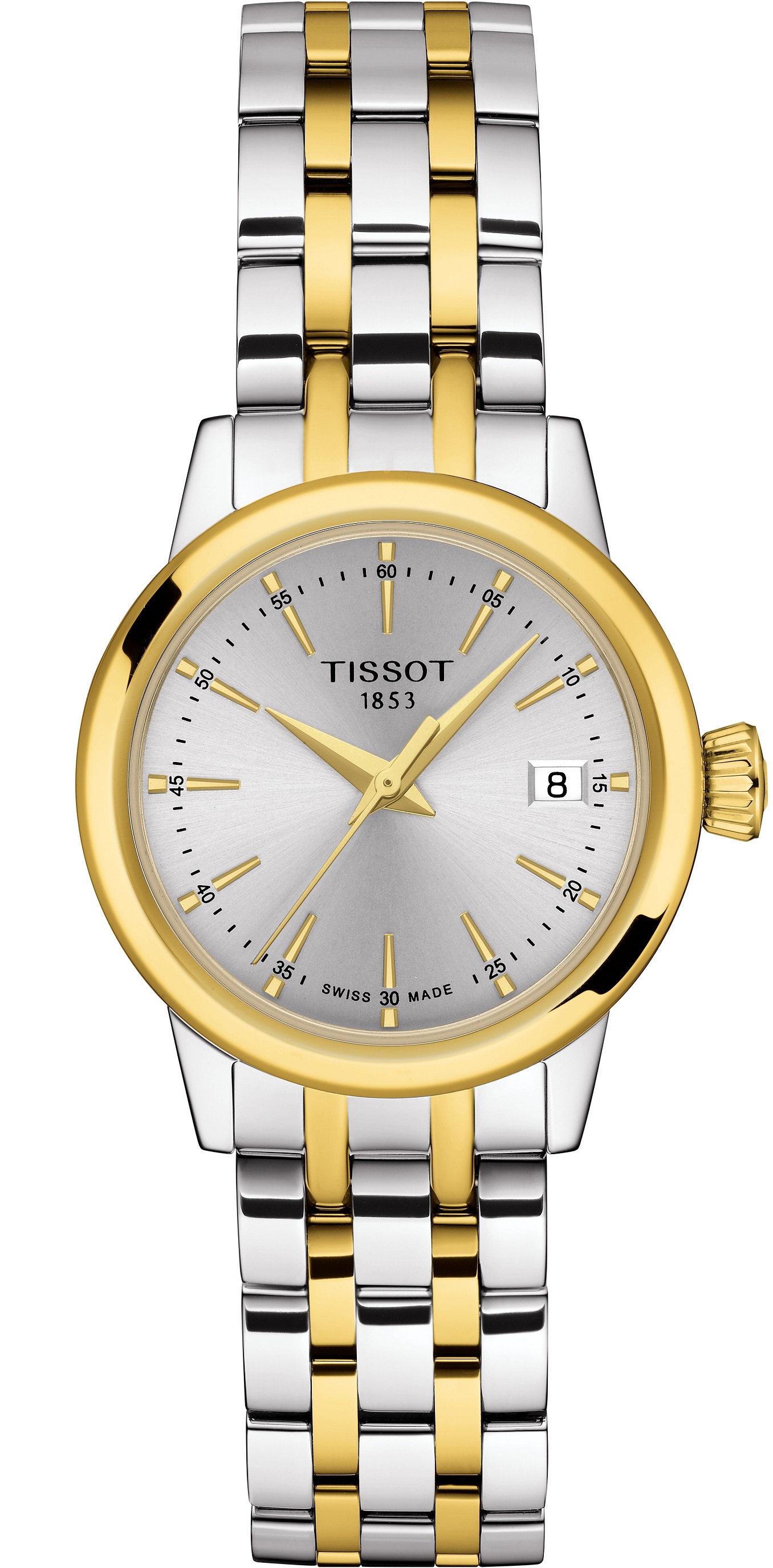 TISSOT Classic Dream Lady's Silver Dial 28mm Two Tone Gold Stainless Steel Bracelet T129.210.22.031.00 - 