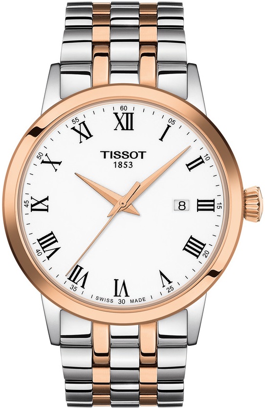 TISSOT Classic Dream White Dial 42mm Two Tone Rose Gold Stainless Steel Bracelet T129.410.22.013.00 - 