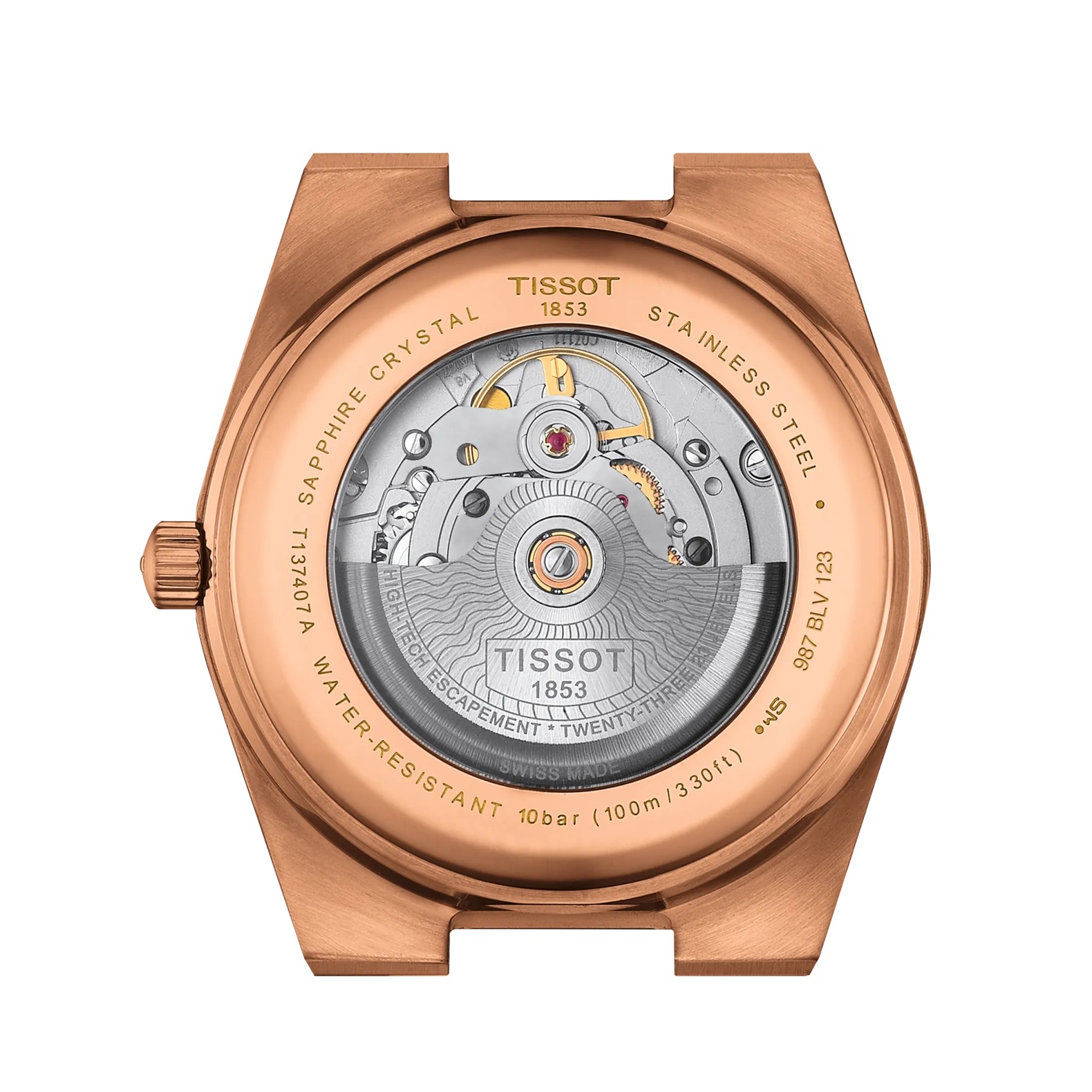 TISSOT PRX 40 Powermatic 80 Blue Dial 40mm Rose Gold Stainless Steel Bracelet T137.407.33.041.00 - 3