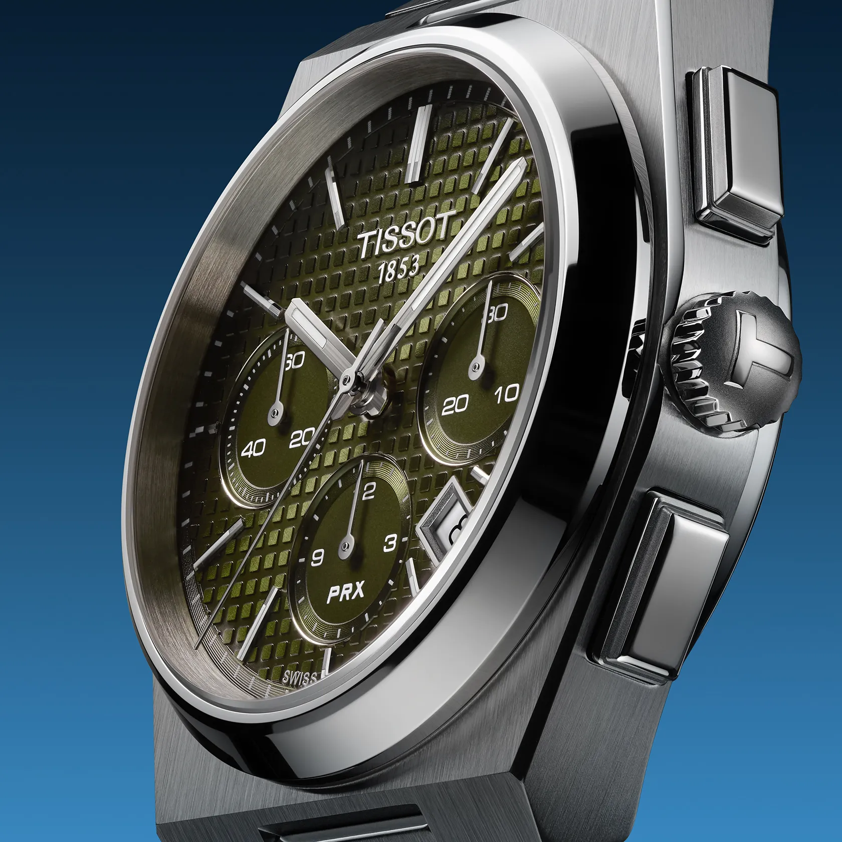 TISSOT PRX Chronograph Automatic Green Dial 42mm Silver Stainless Steel Bracelet T137.427.11.091.00 - 7