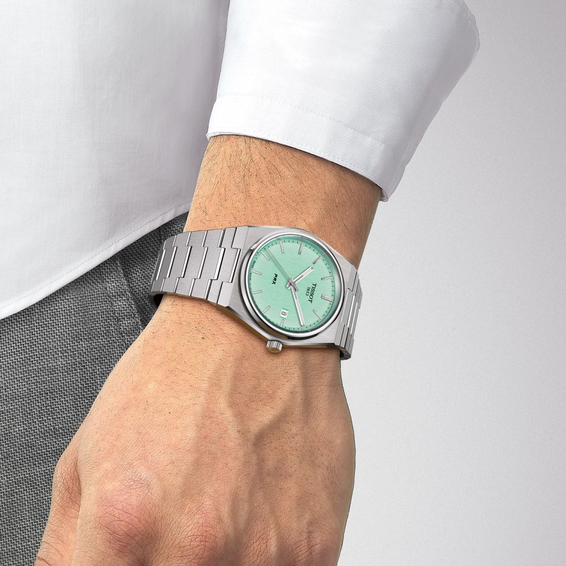 TISSOT PRX 40 Light Green Dial Quartz 40mm Silver Stainless Steel Bracelet T137.410.11.091.01 - 4