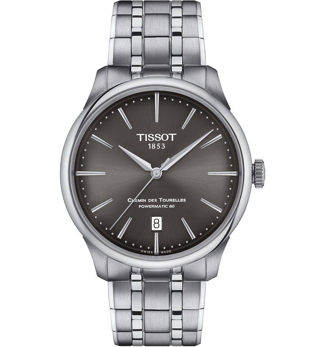 TISSOT Chemin Des Tourelles Powermatic 80 Grey Dial 39mm Silver Stainless Steel Bracelet T139.807.11.061.00 - 