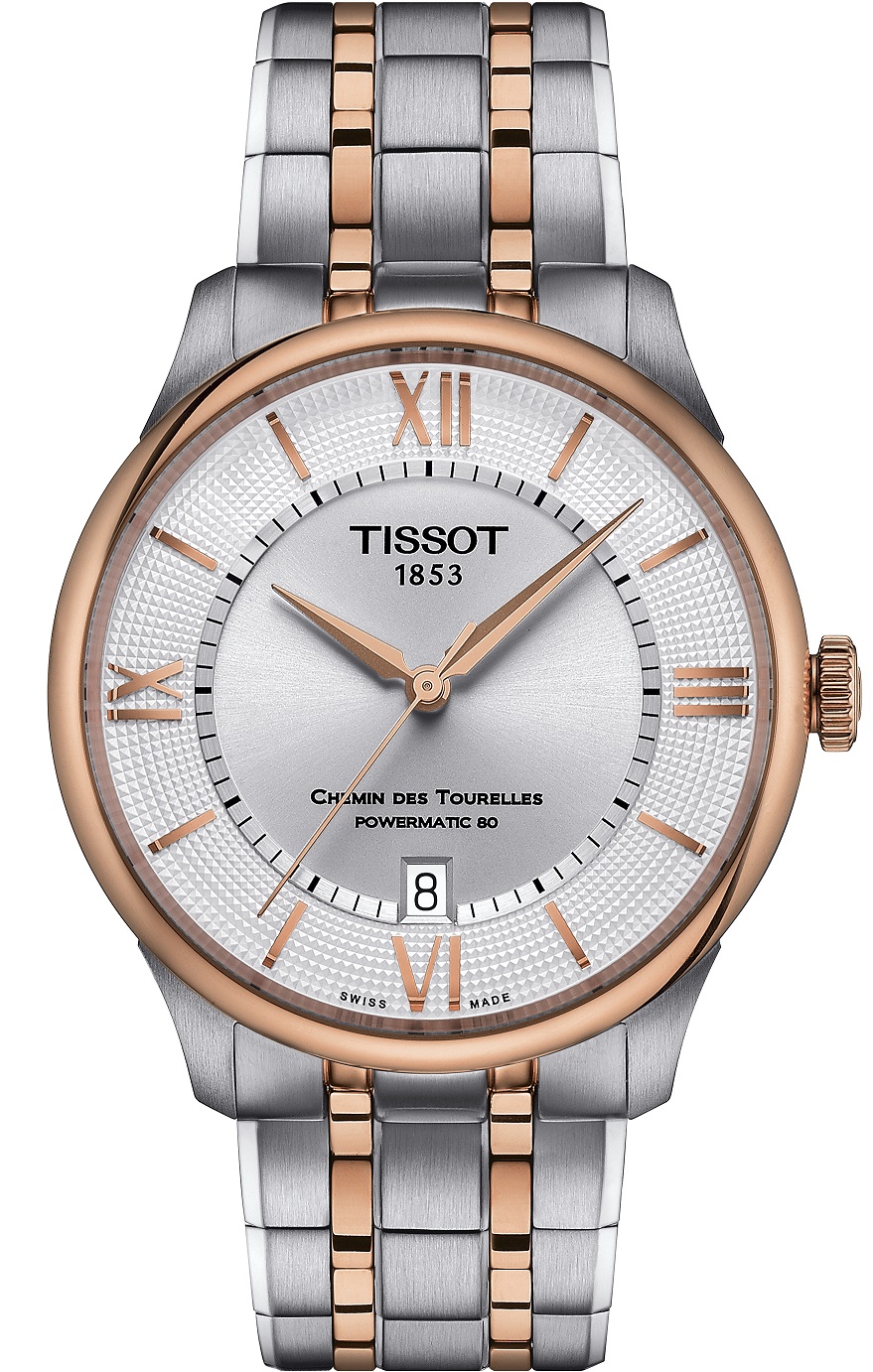 TISSOT Chemin Des Tourelles Powermatic 80 Silver Dial 39mm Two Tone Rose Gold Stainless Steel Bracelet T139.807.22.038.00 - 1