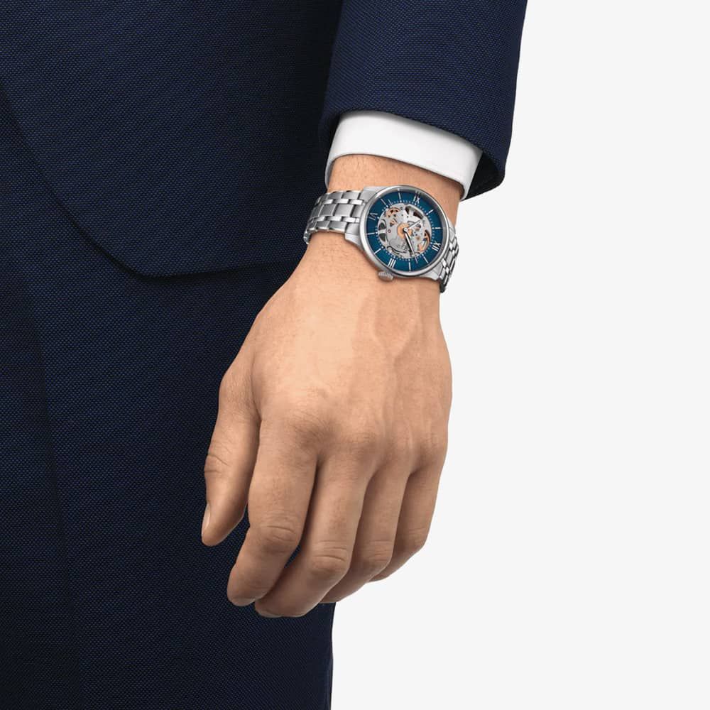 TISSOT Chemin Des Tourelles Powermatic 80 Skeleton Blue Dial 39mm Silver Stainless Steel Bracelet T139.836.11.048.00 - 5
