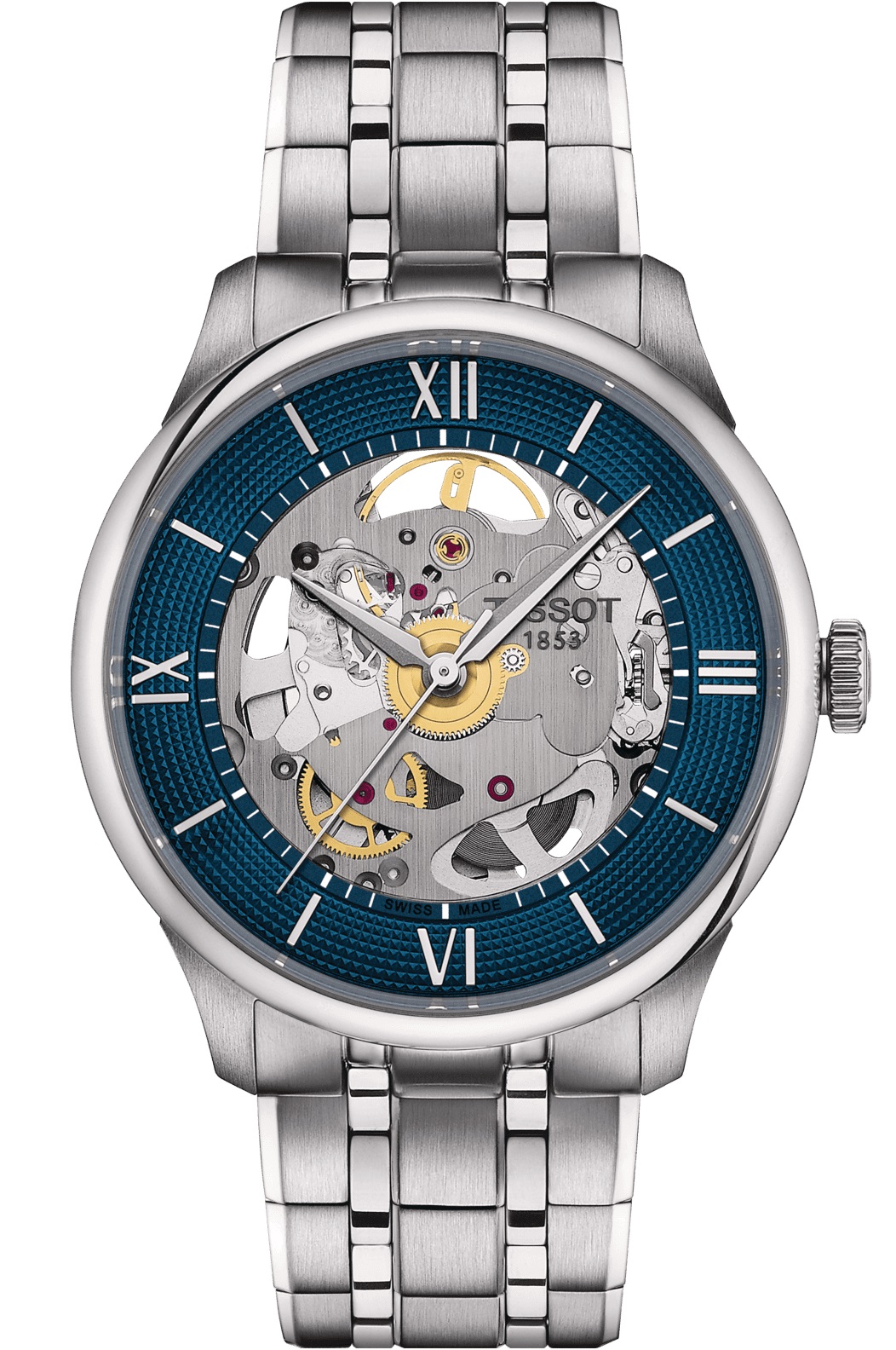 TISSOT Chemin Des Tourelles Powermatic 80 Skeleton Blue Dial 39mm Silver Stainless Steel Bracelet T139.836.11.048.00 - 1