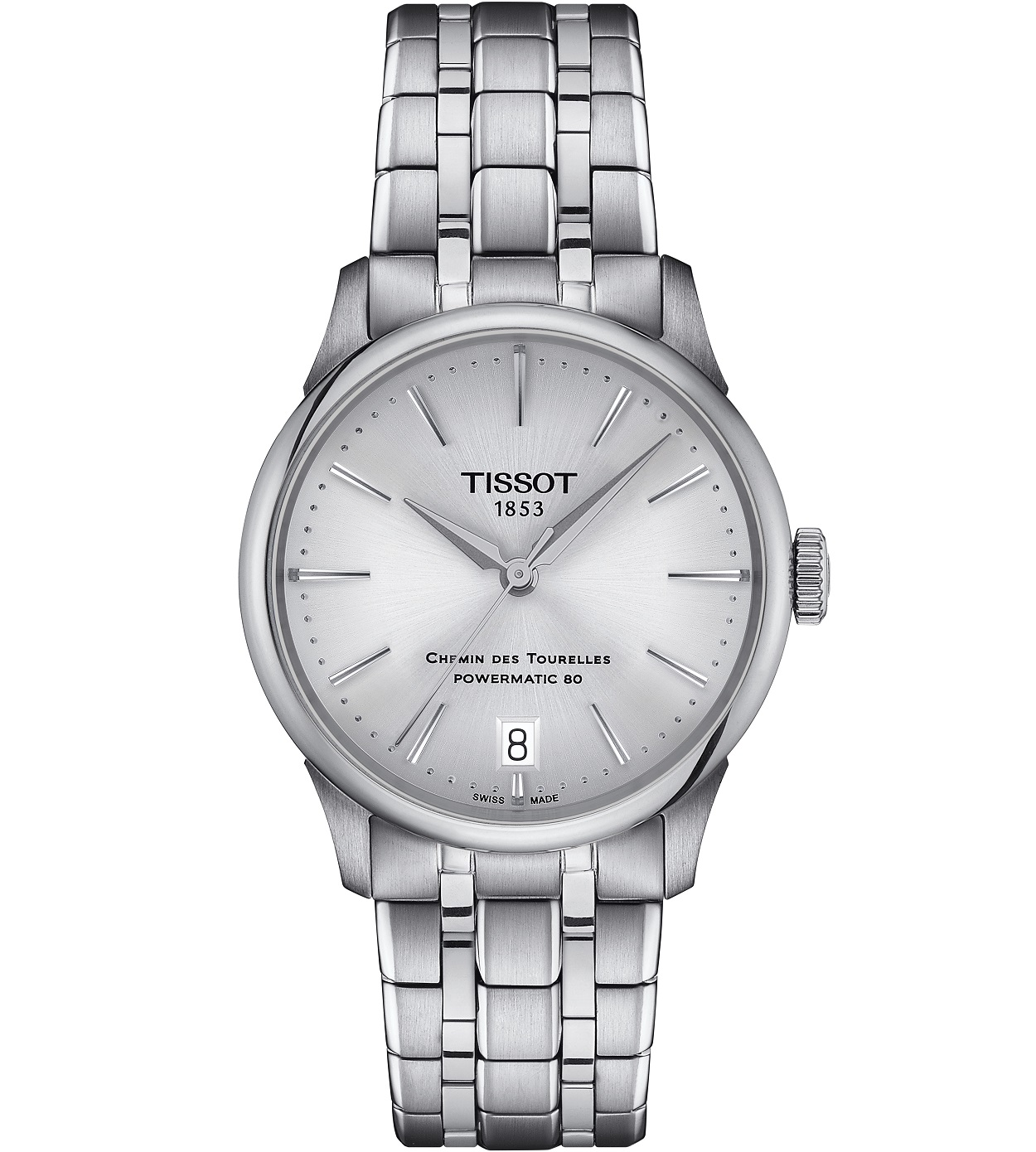 TISSOT Chemin Des Tourelles Powermatic 80 Lady 34mm Silver Stainless Steel Bracelet T139.207.11.031.00 - 