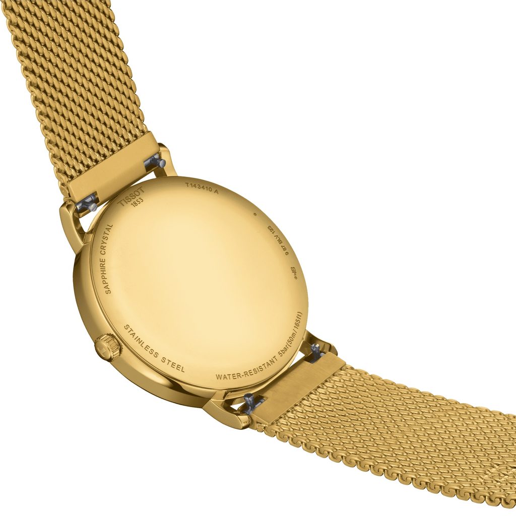 TISSOT Everytime Gold Dial 34mm Gold Stainless Steel Mesh Bracelet T143.210.33.021.00 - 3