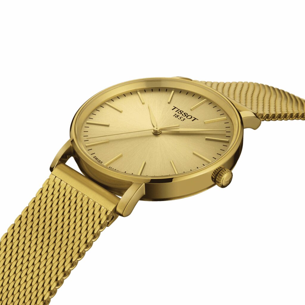 TISSOT Everytime Gold Dial 34mm Gold Stainless Steel Mesh Bracelet T143.210.33.021.00 - 