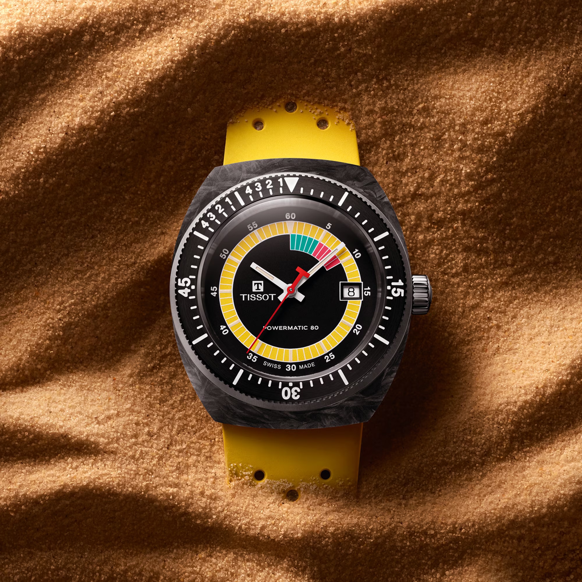 TISSOT Sideral S Powermatic 80 41mm Yellow Rubber Strap T145.407.97.057.00 - 8