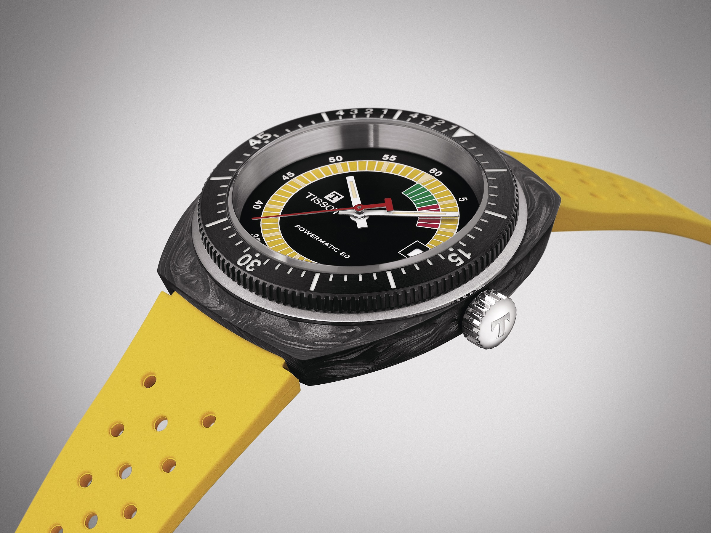 TISSOT Sideral S Powermatic 80 41mm Yellow Rubber Strap T145.407.97.057.00 - 4