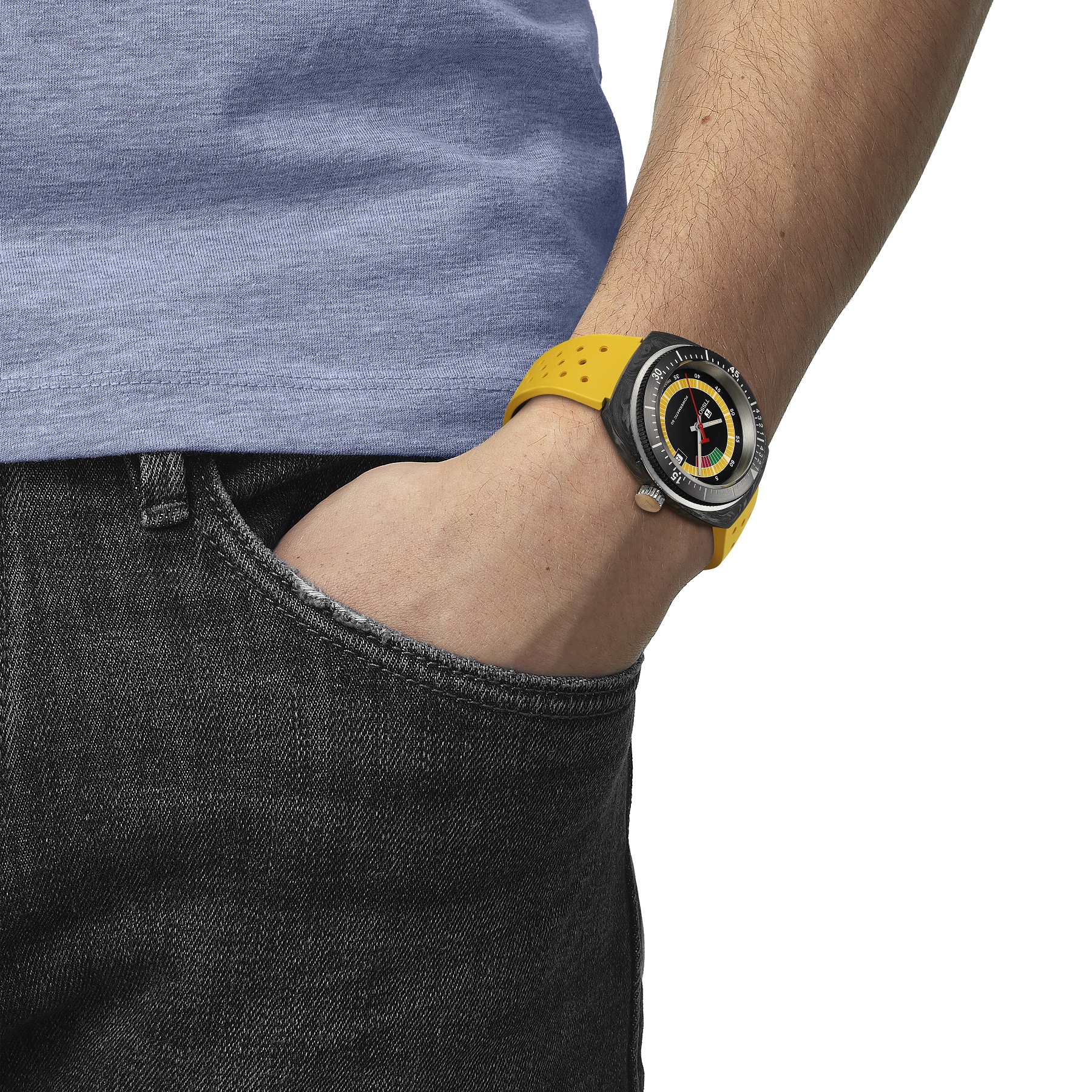 TISSOT Sideral S Powermatic 80 41mm Yellow Rubber Strap T145.407.97.057.00 - 9