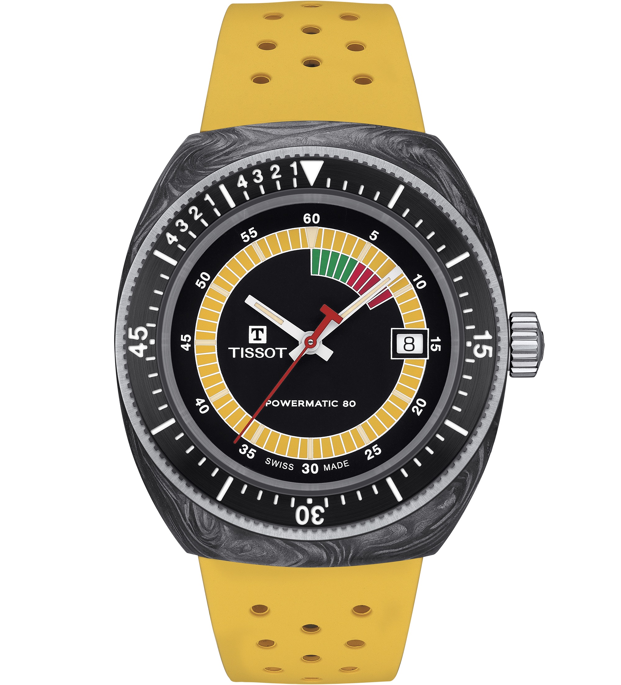 TISSOT Sideral S Powermatic 80 41mm Yellow Rubber Strap T145.407.97.057.00 - 1