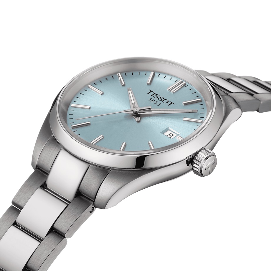 TISSOT PR 100 Ice Blue Dial 34mm Silver Stainless Steel Bracelet T150.210.11.351.00 - 