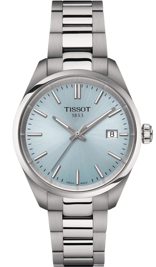 TISSOT PR 100 Ice Blue Dial 34mm Silver Stainless Steel Bracelet T150.210.11.351.00 - 