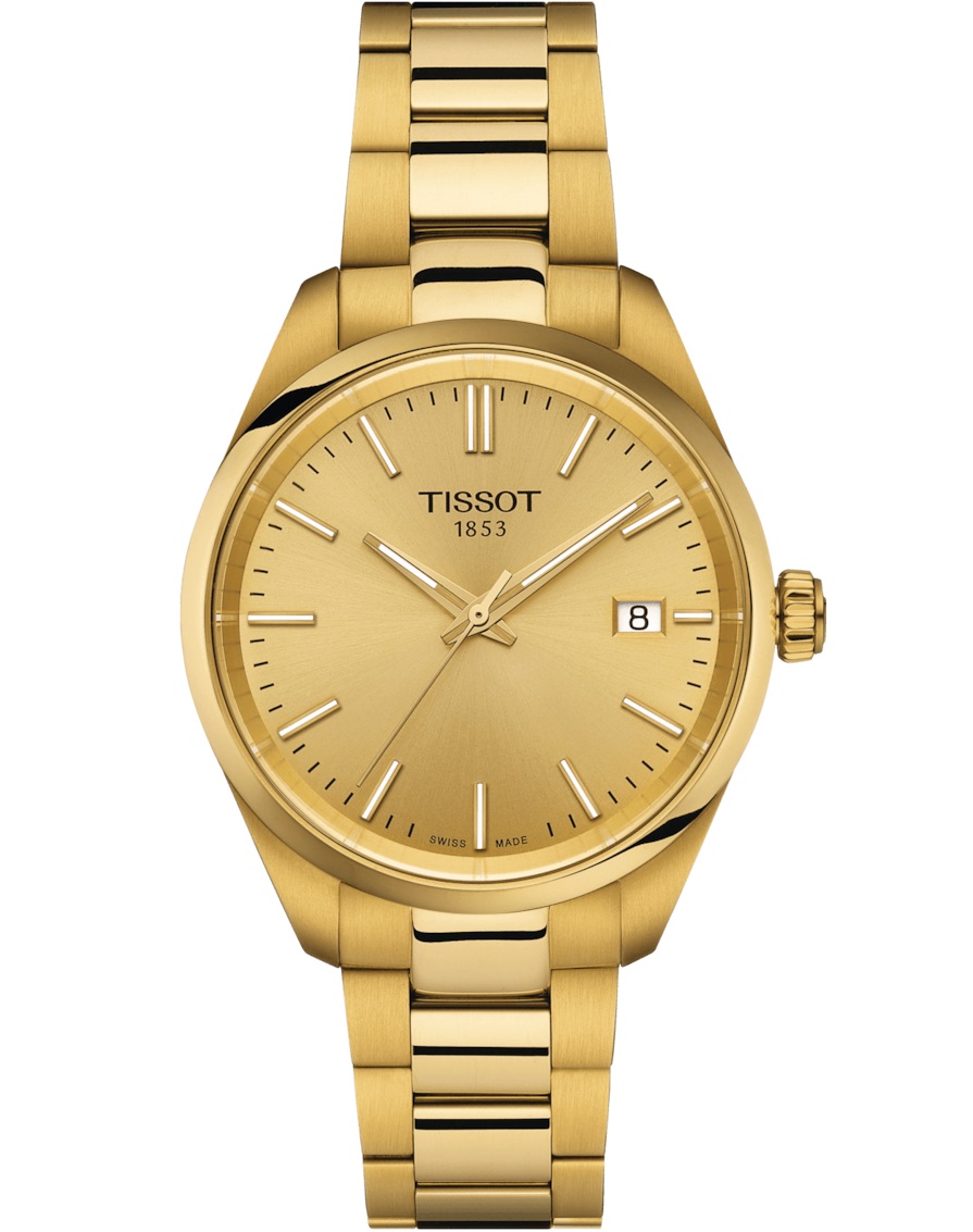 TISSOT PR 100 Gold Dial 34mm Gold Stainless Steel Bracelet T150.210.33.021.00 - 
