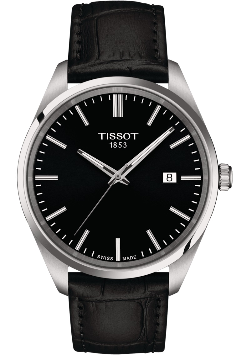 TISSOT PR 100 Black Dial 40mm Silver Stainless Steel Black Leather Strap T150.410.16.051.00 - 