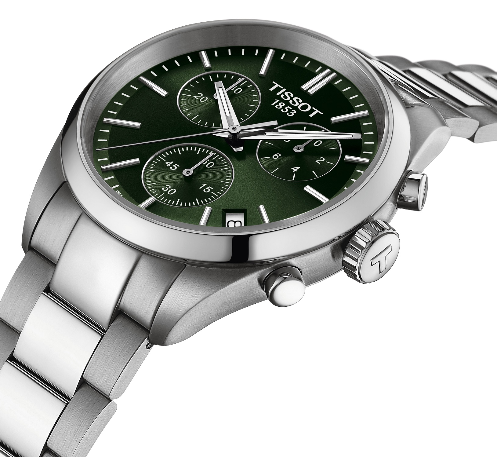TISSOT PR 100 Chronograph Green Dial 40mm Silver Stainless Steel Bracelet T150.417.11.091.00 - 